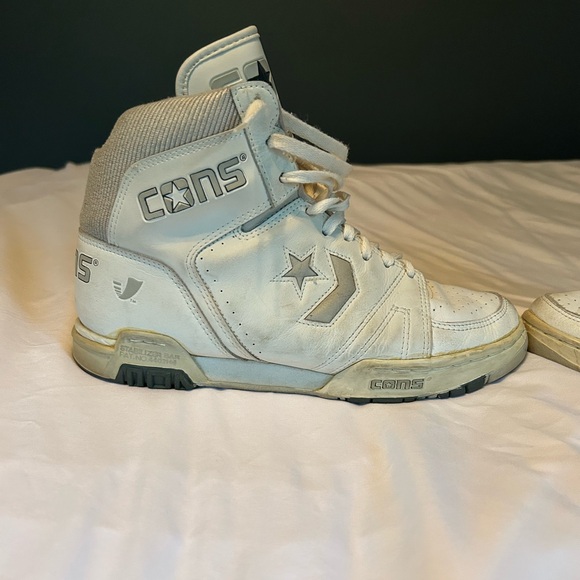 1980’s Converse CONS Vintage White & Grey High Top Leather Basketball Shoes 8.5 - Picture 9 of 16